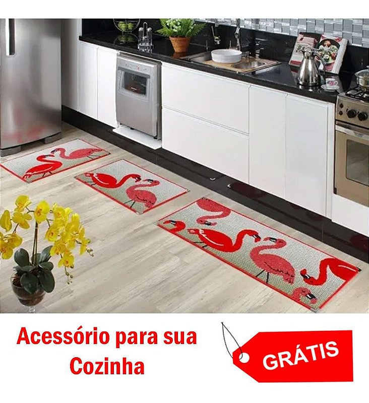 Jogo Tapete Cozinha 1,50 m Kit 3 Peças Antiderrapante KS-72 - Lancer -  Tapete para Cozinha - Magazine Luiza