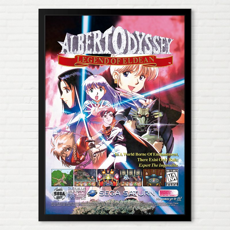 Quadro Albert Odyssey Legend of Eldean - Pôster de divulgação Sega Saturn