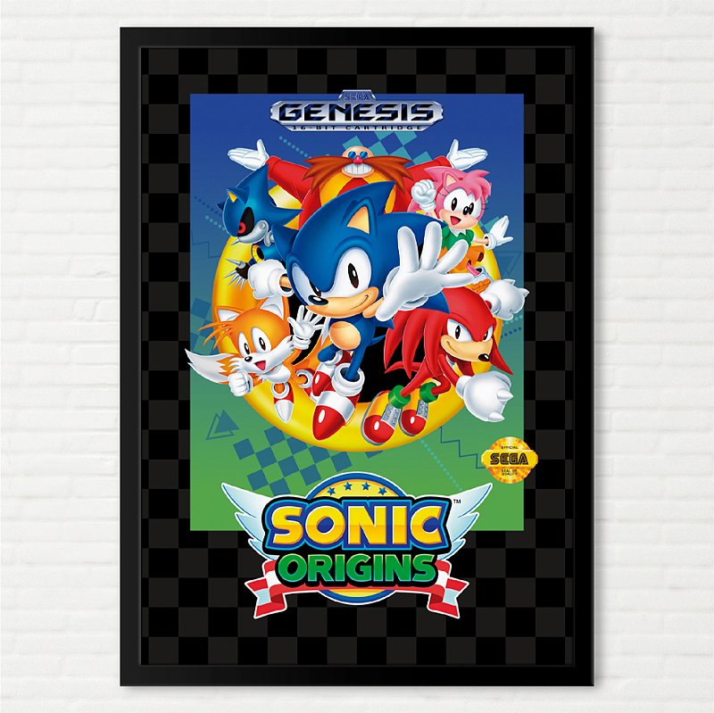 Quadro Capa do Sonic Origins (Preta) - Sega Genesis (Mega Drive) Americano