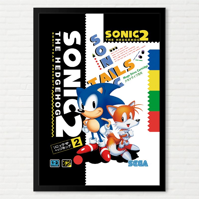 Quadro Capa do Sonic The Hedgehog 2 - Sega Mega Drive Japonês