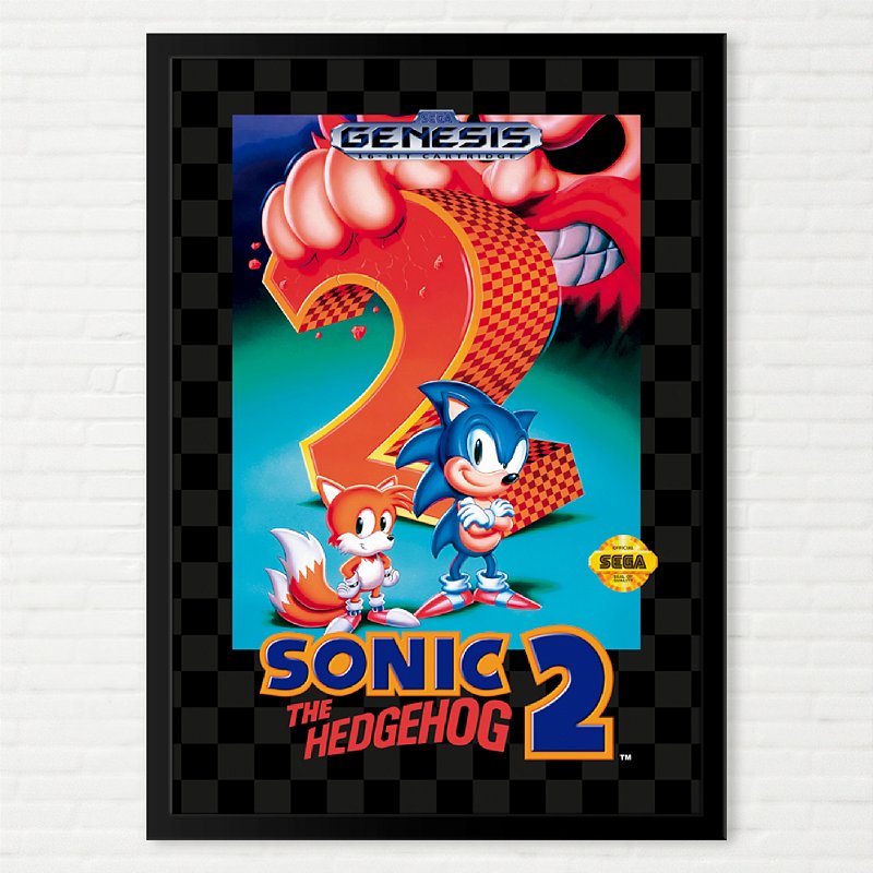 Quadro Capa do Sonic The Hedgehog 2 - Sega Genesis (Mega Drive)
