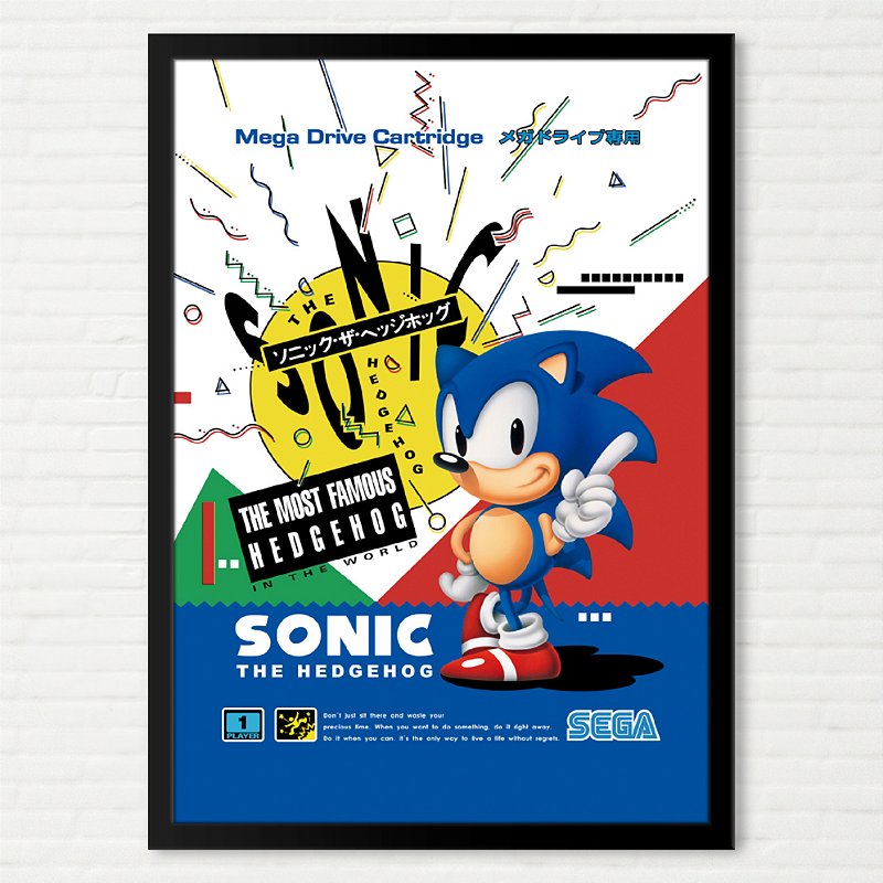 Quadro Capa do Sonic The Hedgehog - Sega Mega Drive Japonês