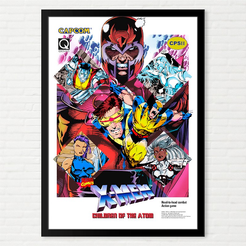 Quadro X-Men Children of the Atom - Pôster Arcade Capcom Jim Lee