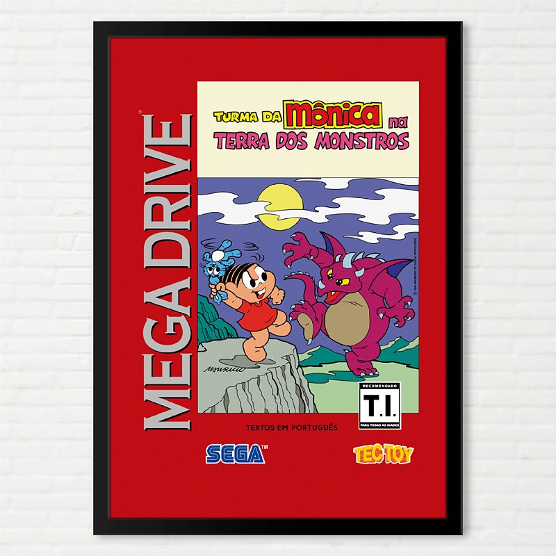 Quadro Capa do Turma da Mônica Terra dos Monstros (capa vermelha) - Sega Mega Drive TecToy