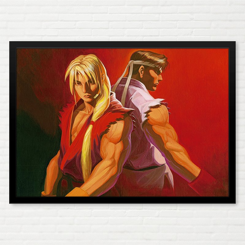 Quadro Street Fighter Zero/Alpha Ryu e Ken ARTE - Pôster Arcade Capcom