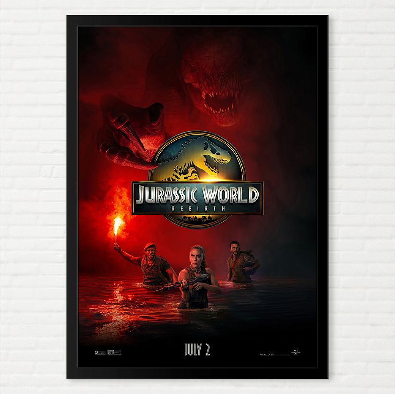 Quadro Jurassic World Rebirth Pôster Filme - Versão Pré-Lançamento
