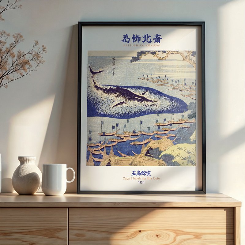 Quadro Caça à Baleia na Ilha Goto Hokusai
