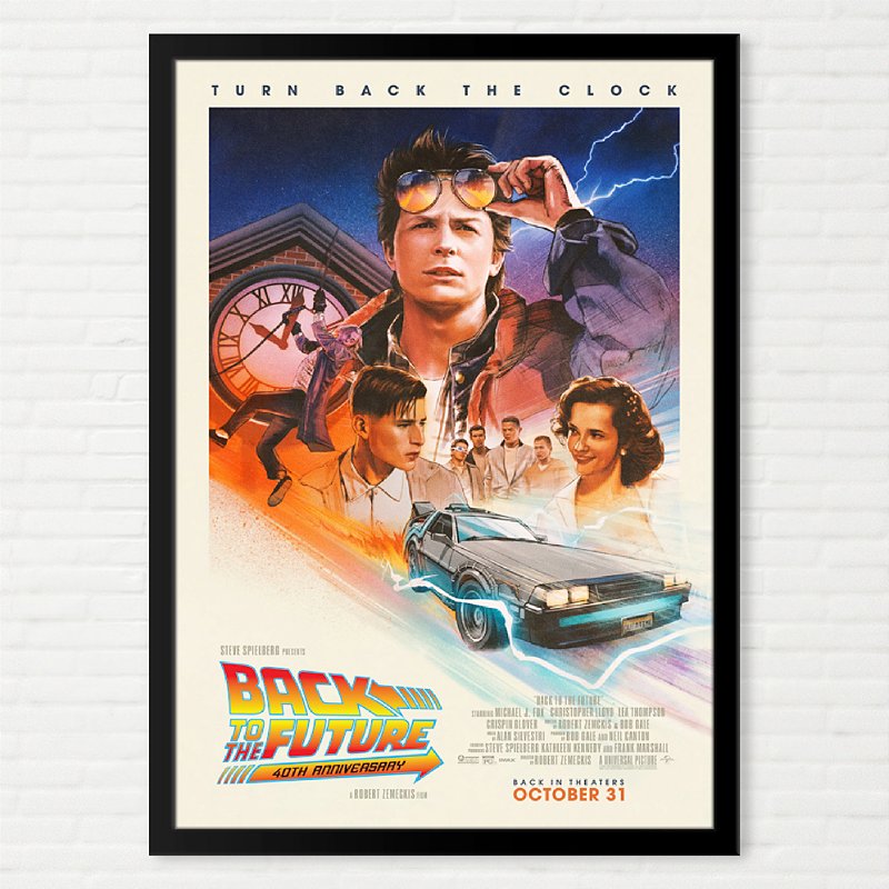 Quadro Quadro De Volta Para O Futuro Aniversário de 40 anos Pôster Filme