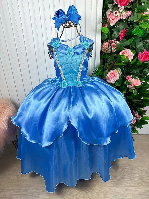 Vestido Princesa Cinderela Infantil com Acessórios + Anágua