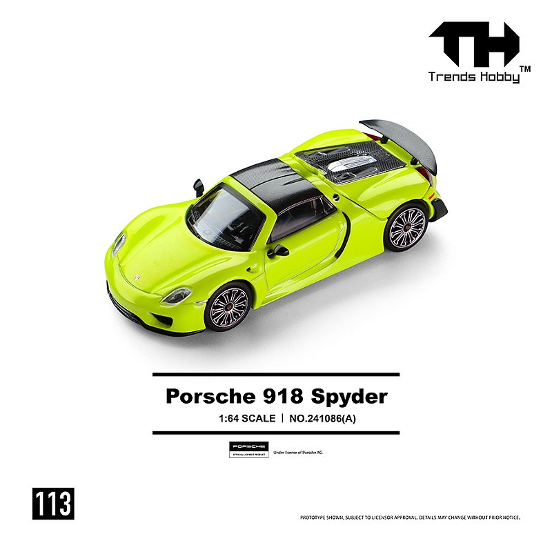 PRÉ-VENDA *** Porsche 918 Spyder 1:64 Trends Hobby Verde PV12993
