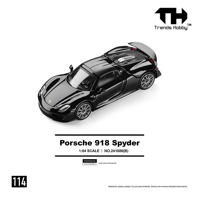 Porsche 918 Spyder 1:64 Trends Hobby Preto - Atacado de Miniaturas