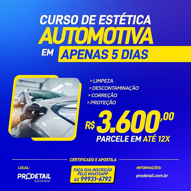 Curso Completo de Estética Automotiva Prodetail