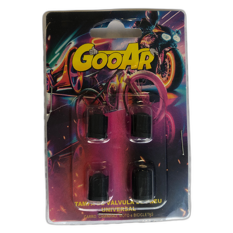 Gooar Kit 4 Tampas de Válvula Preto