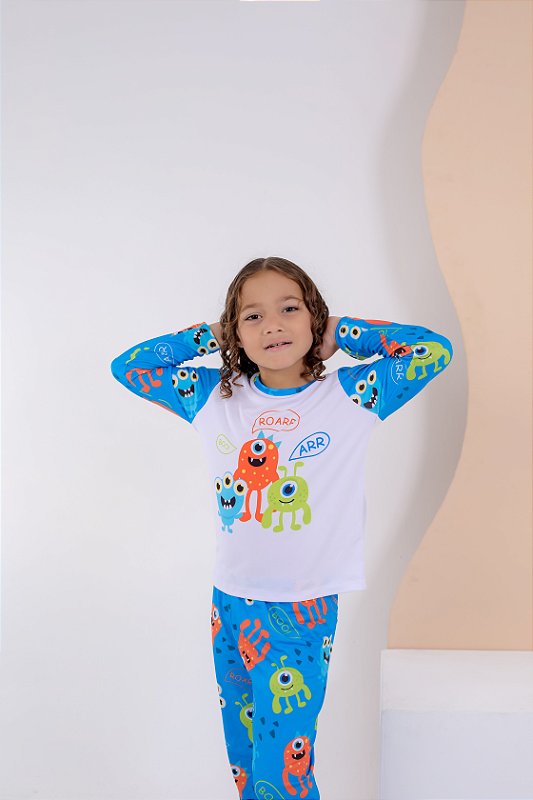 Pijama Malha Suede Infantil Monstrinhos Menino - klindo Fashion Store