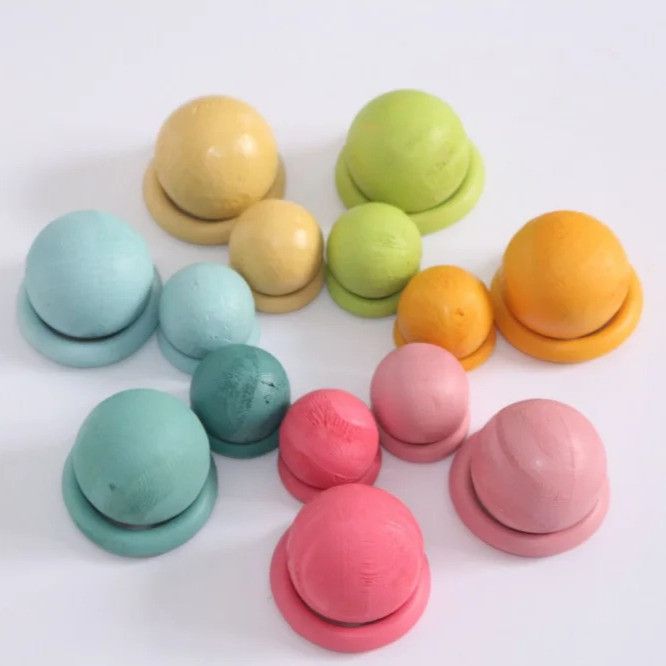 7 Bolas de Madeira Grandes Tons Pastéis - Criando Brinquedos