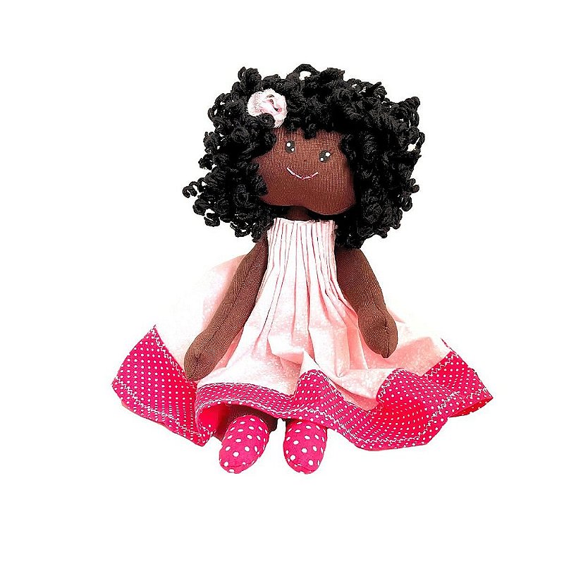 Boneca preta de Cabelo Cacheado PRETO Artesanal "Amor em Cada Detalhe" - Decoração Alegre e Presente Encantador!