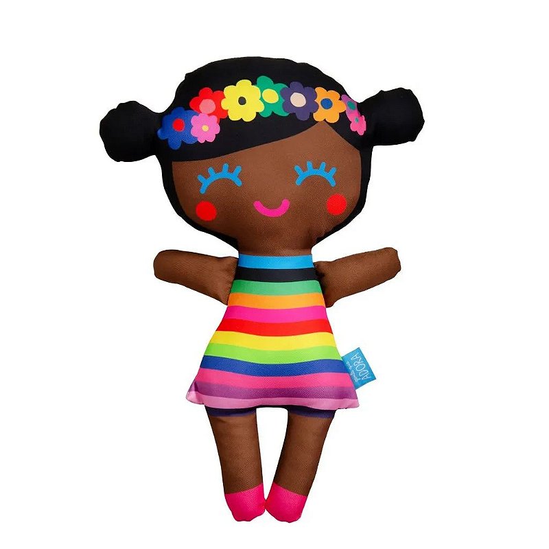 Boneca de Pano Pretinha Flor Tamanho M - Gente que Adora