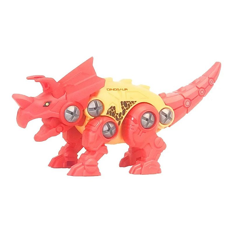 Brinquedo Blocos de Montar 04 Dinossauros com Ferramenta - 112 peças - Steam Toy