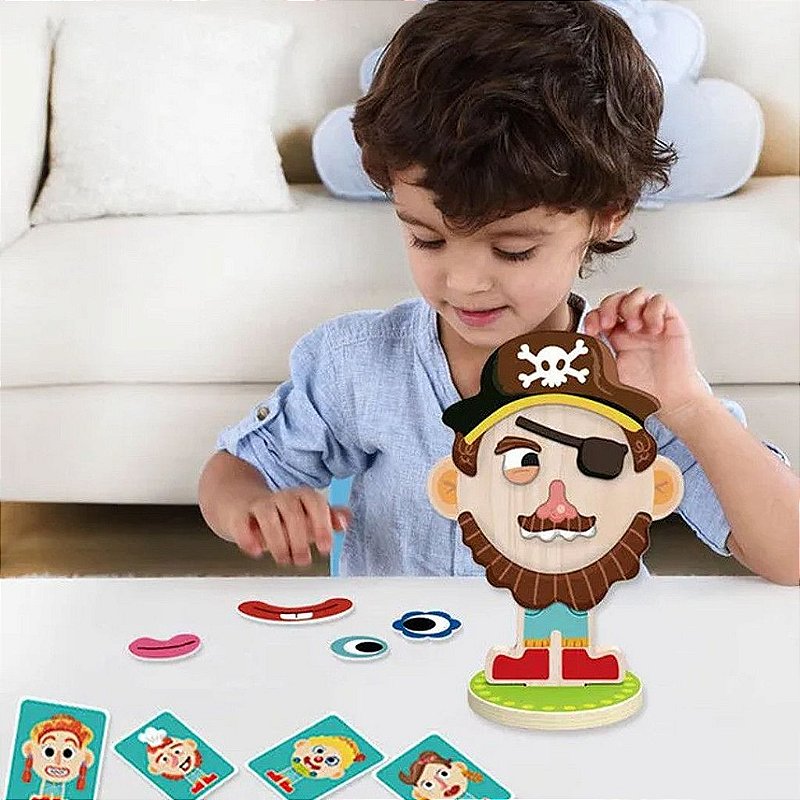 Brinquedo Magnético - Rosto misterioso em madeira Tooky Toy
