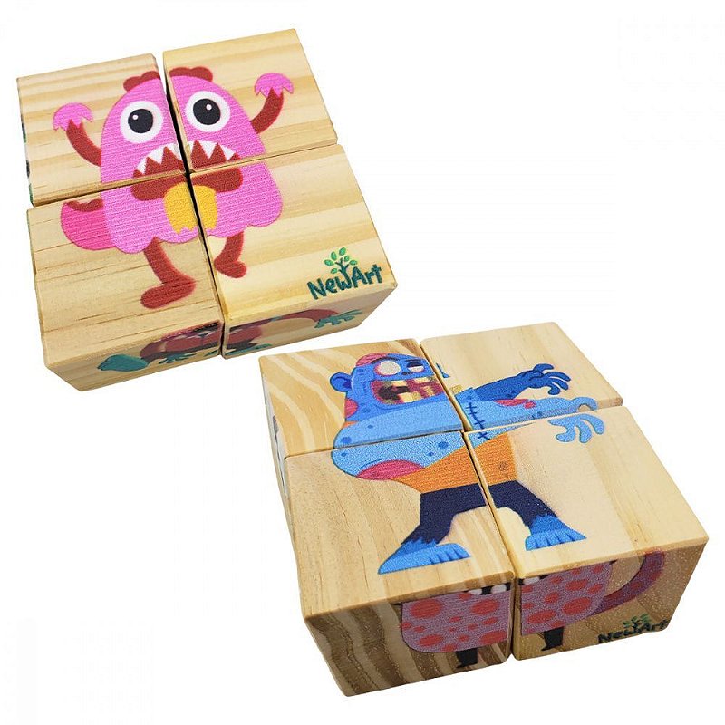 Brinquedo Para Bebê Quebra Cabeça Montessori Monstros - Newart Toy