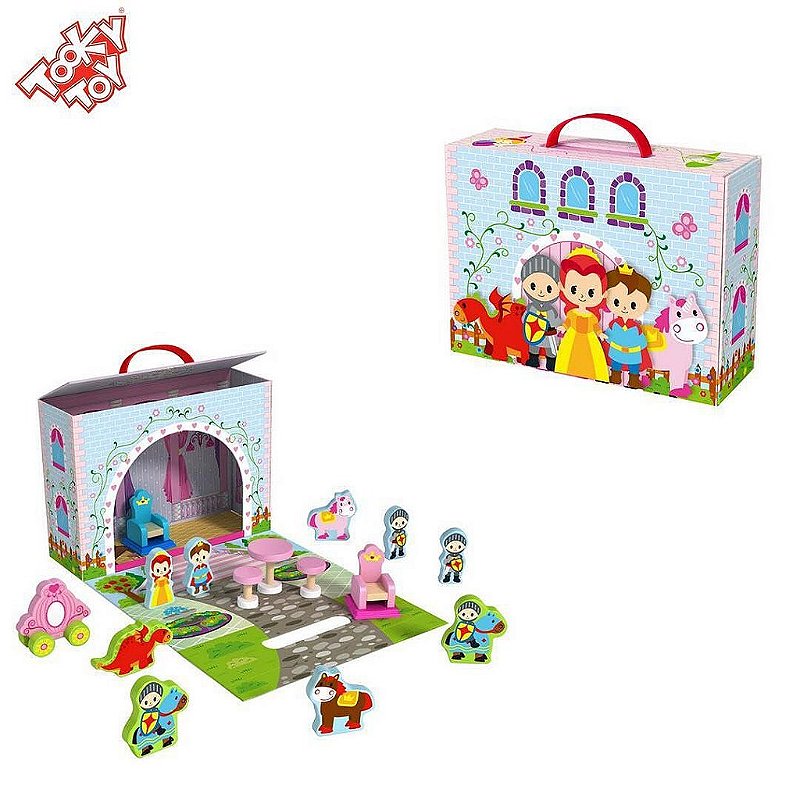 Caixa Divertida Castelo da Princesa - Bonecas de Madeira - Tooky Toy