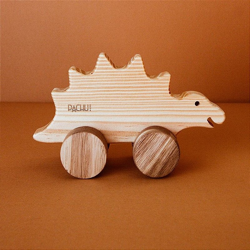 Carrinho Dinossauro Barney de Madeira - Pachu Design