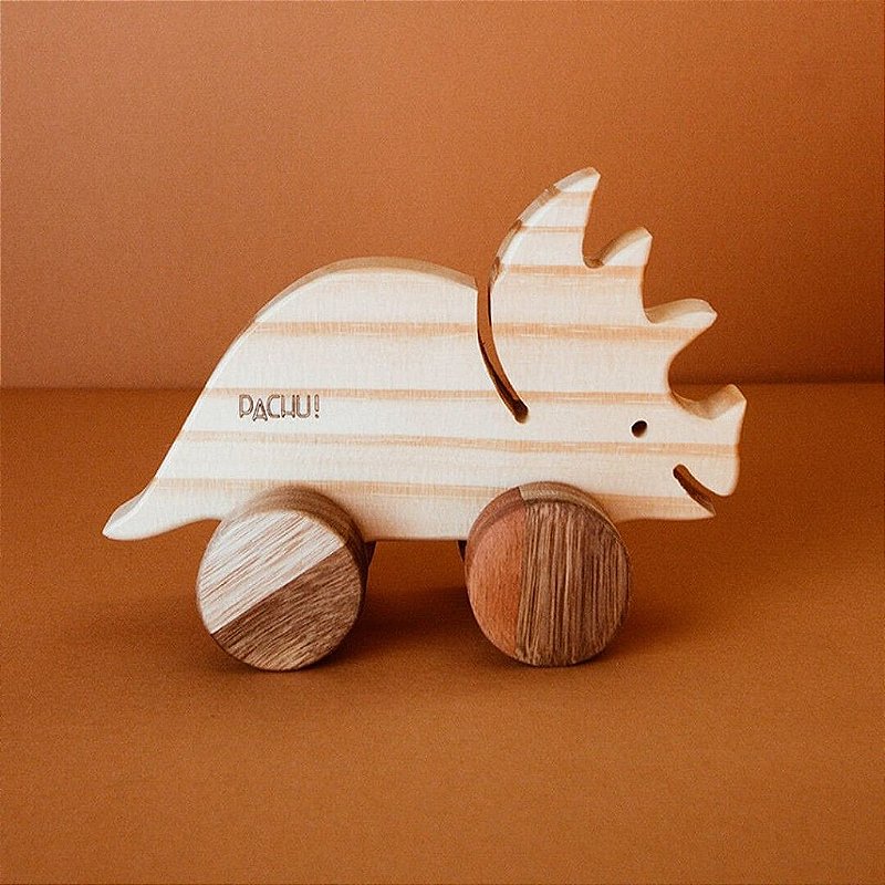 Carrinho Dinossauro Fred de Madeira - Pachu Design