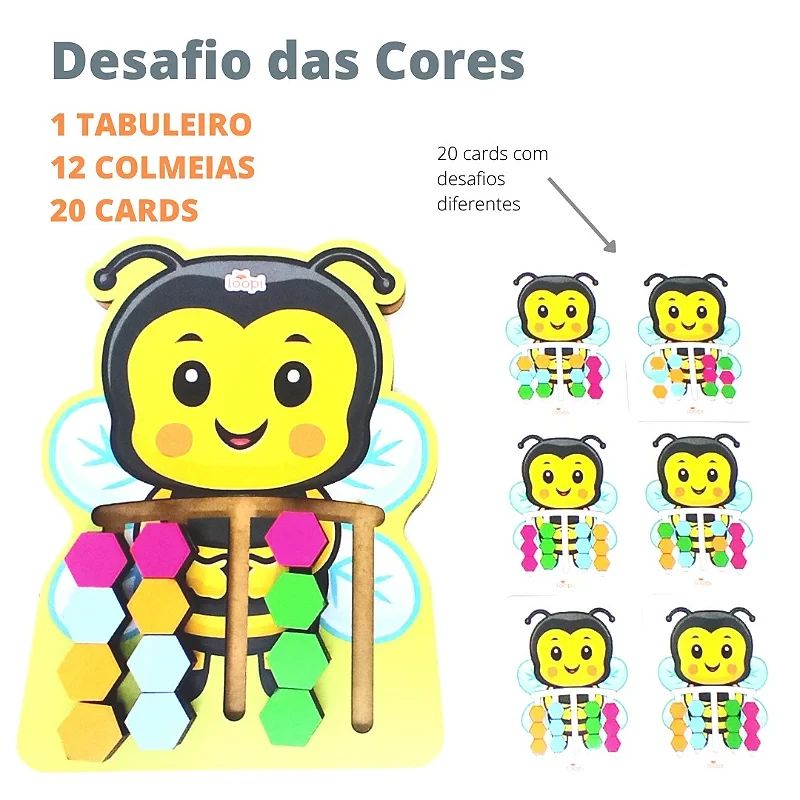 Quebra-Cabeça Infantil Desafio das Cores - Jogo Educativo 20 Peças