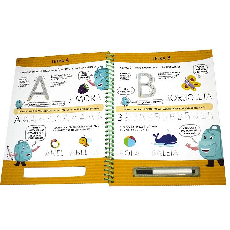 Ensino Fundamental Alfabetização Escreva e Apague: Maiúsculas - Happy Books