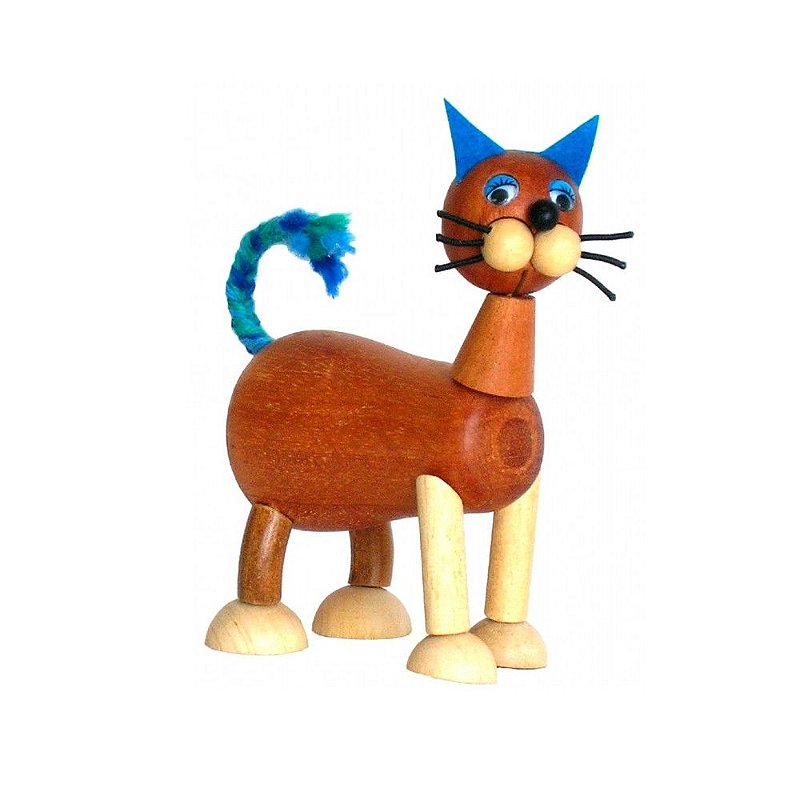 Gato Bacana - Brinquedo de madeira articulado - Gamar