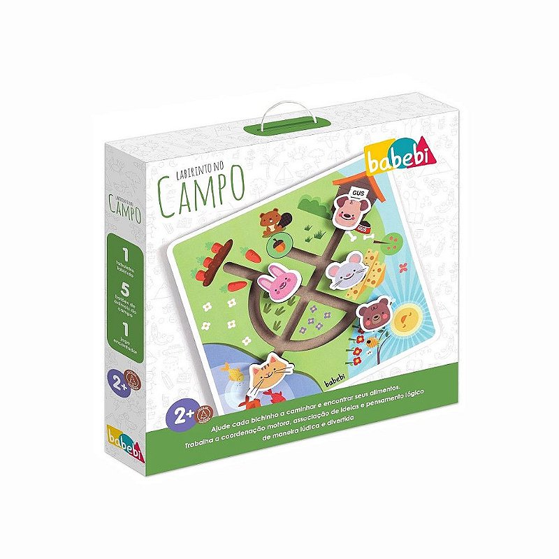 Labirinto Campo Brinquedo Educativo em Madeira - Babebi Brinquedos