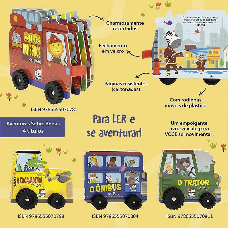 Livro Aventura Sobre Rodas: O Caminhão de Bombeiros do Fred - Happy Books