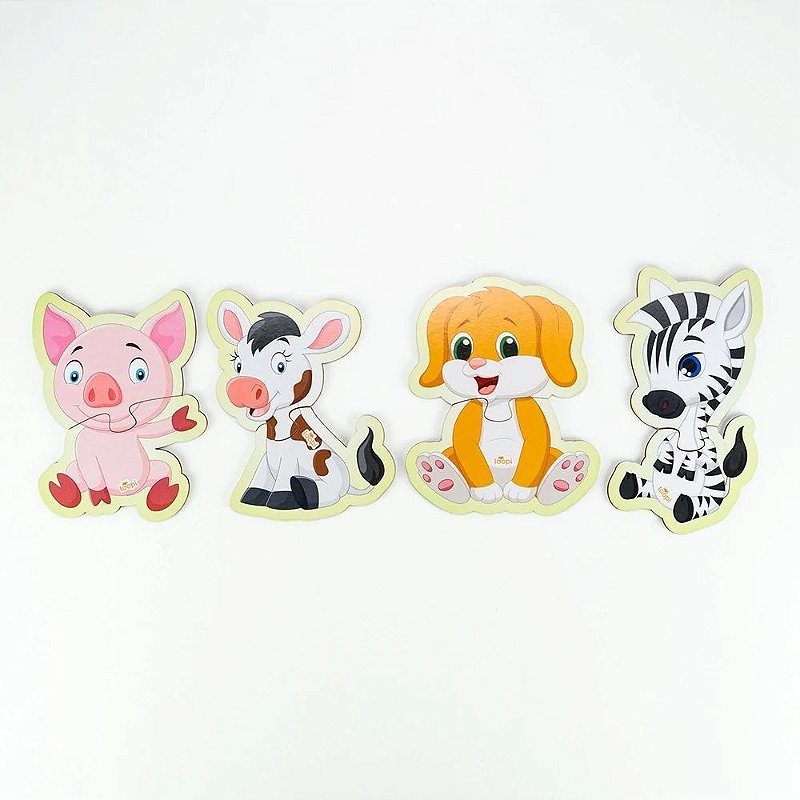 Quebra-Cabeça Animais Baby Progressivo 29 Peças - Loopi Toys