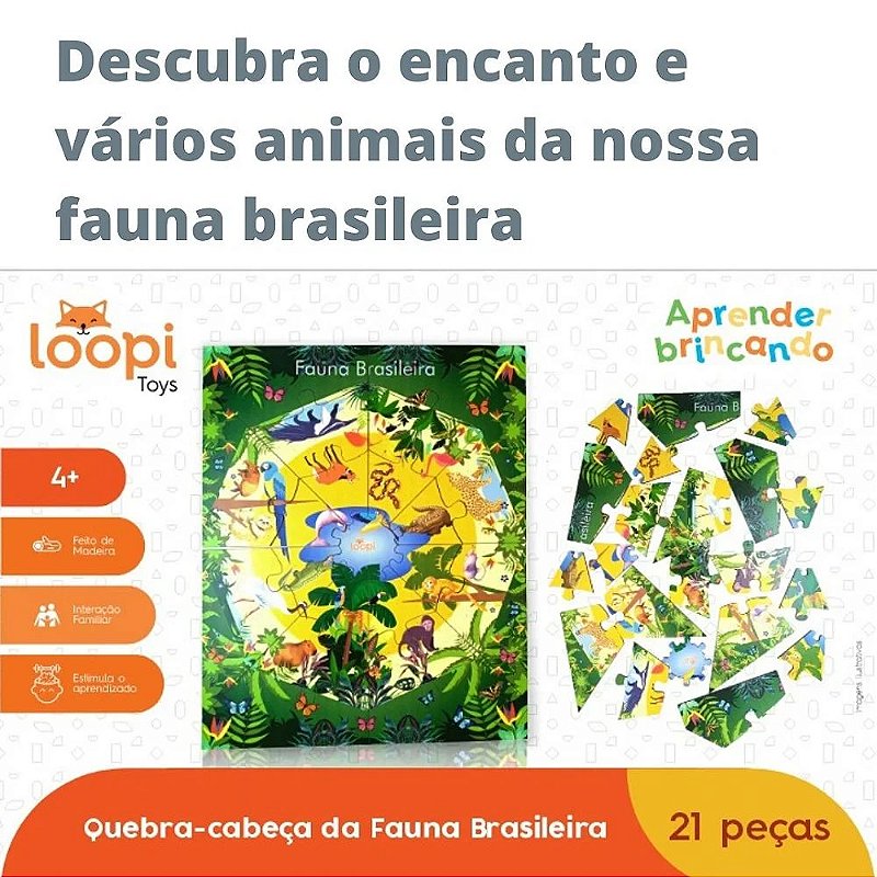 Quebra-cabeça Fauna Brasileira - Loopi Toys