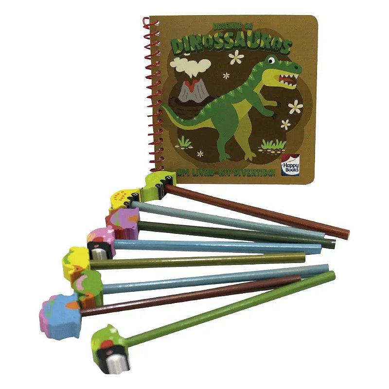 Um livro-kit divertido! Desenhe os Dinossauros - Happy Books