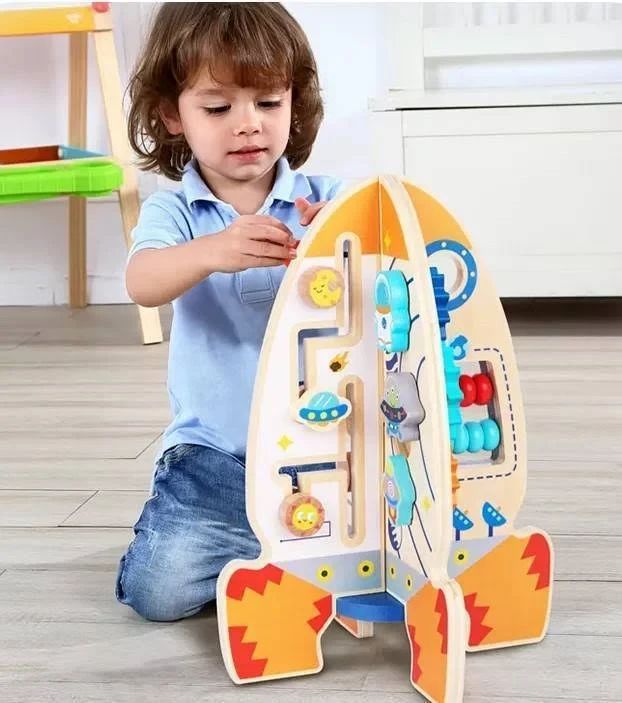 Foguete de Atividades em Madeira - Tooky Toy