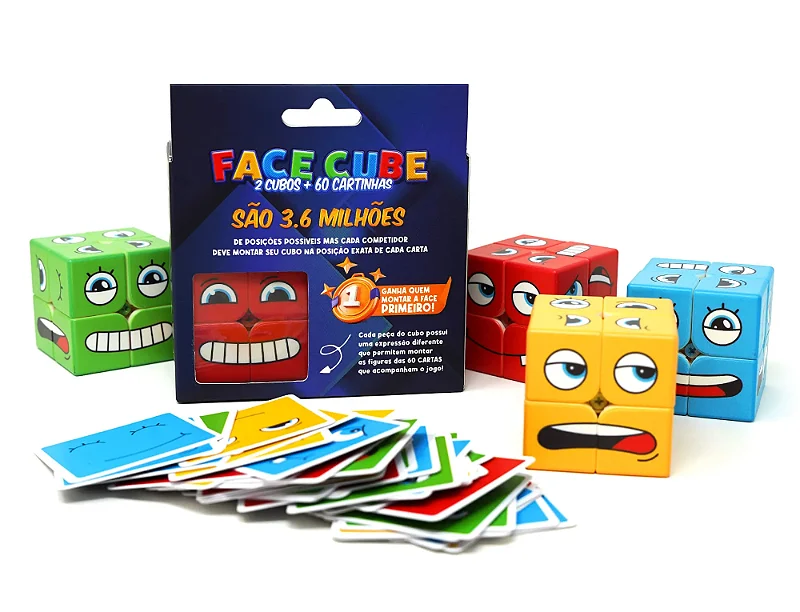 Jogo Face Cube (2 cubos + 60 cartas) - Cuber Brasil