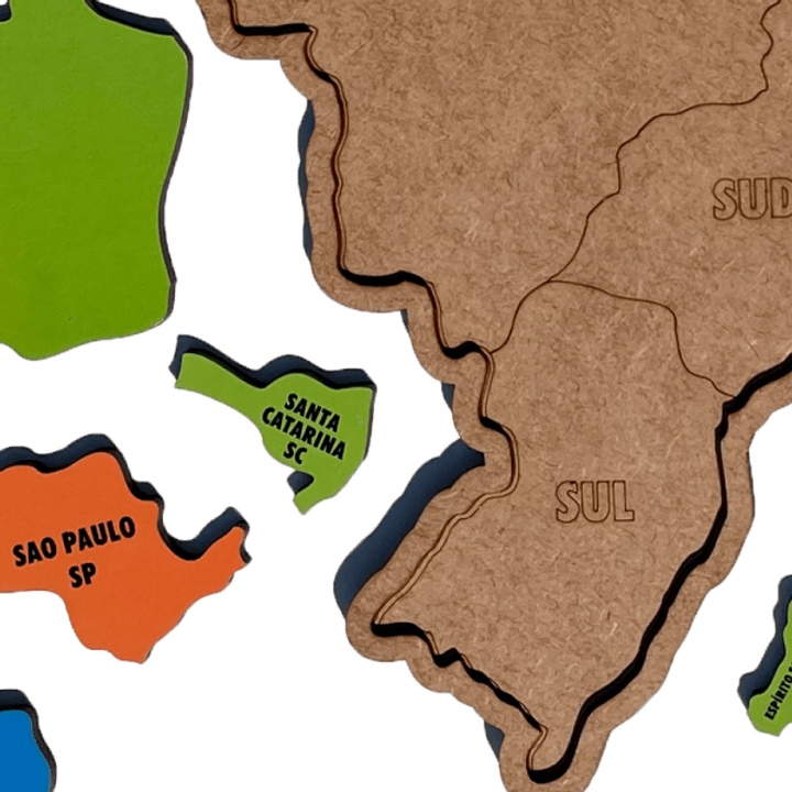 Quebra-cabeça Mapa do Brasil e Regiões (G 38 x 37 x 0,6 cm) - Maninho Brinquedos