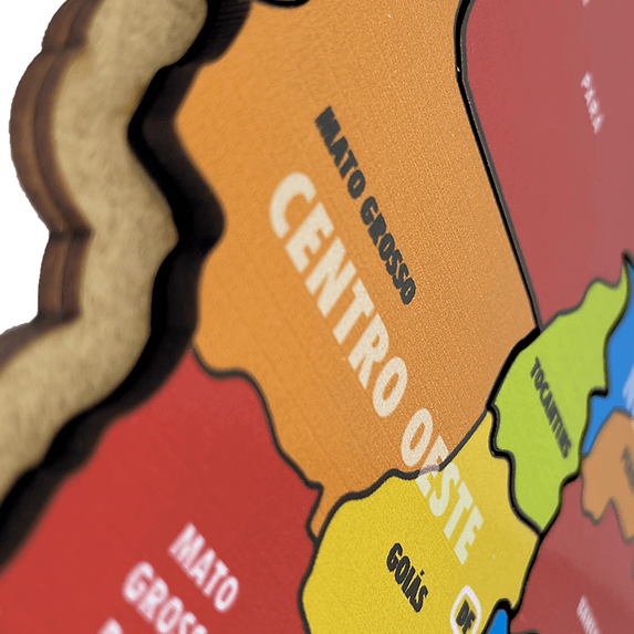 Quebra-cabeça Mapa do Brasil e Regiões (P 20 x 16 x 0,6 cm) - Maninho Brinquedos
