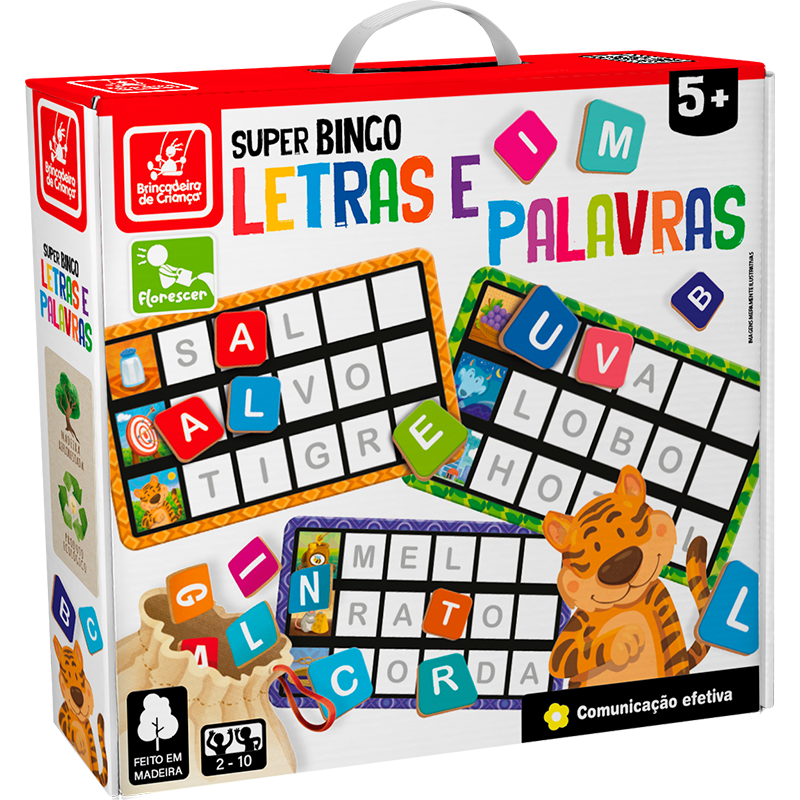 Bingo Jogo Cartelas Em Madeira Infantil Brinquedo Completo