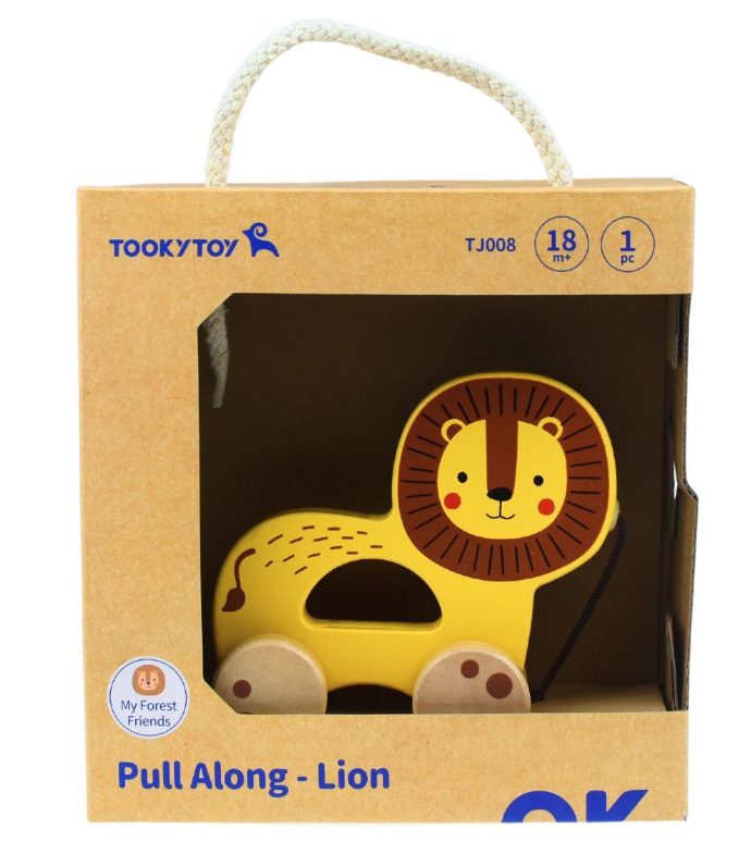 Leão de Puxar de Madeira - Brinquedo Educativo e Divertido - Tooky Toy