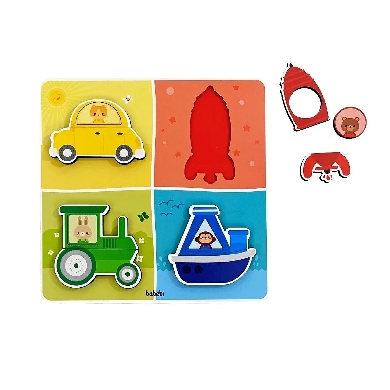 Quebra-cabeça de Encaixe - Transportes, cores e formas - Babebi