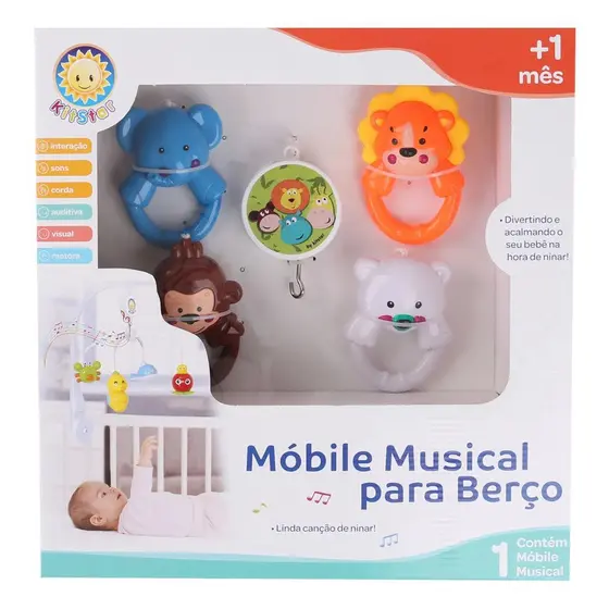 Móbile Musical Giratório Happy Zoo - Kitstar