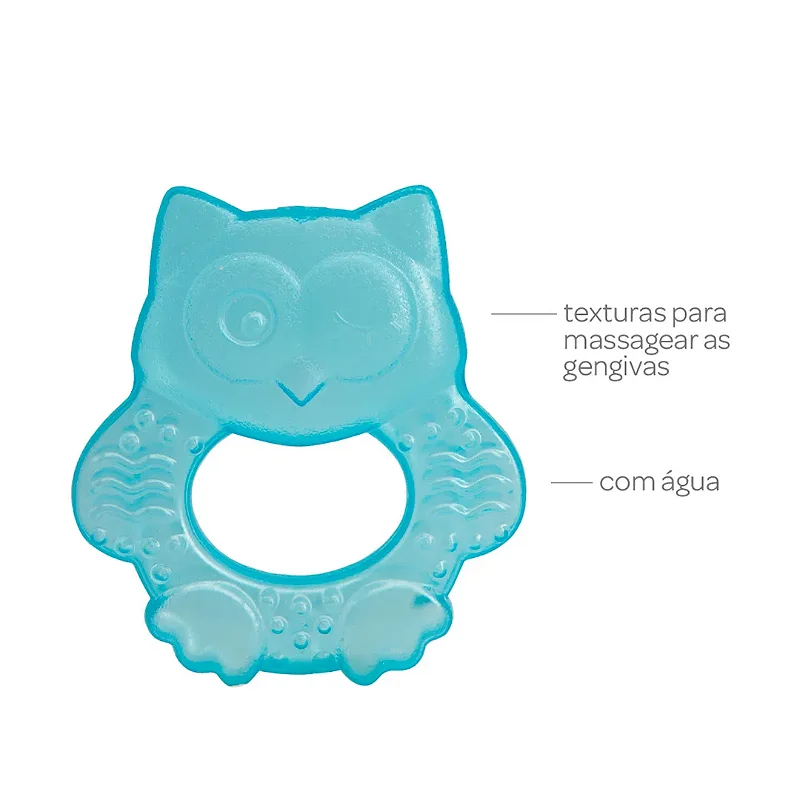 Mordedor com Água Coruja Azul Buba - Alívio e Diversão para o Bebê