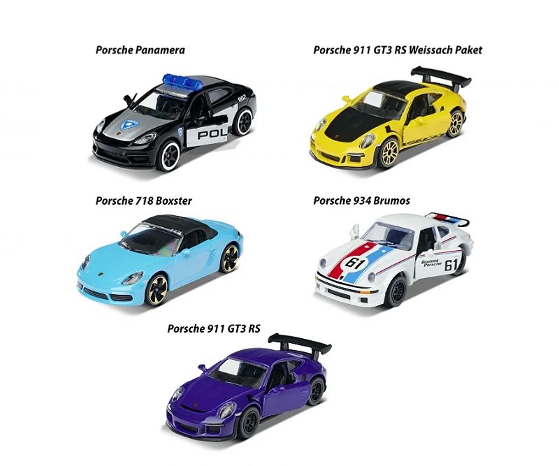 Box Set com 5 Miniaturas Porsche Edition - Escala 1:60 - 1:64 - Majorette