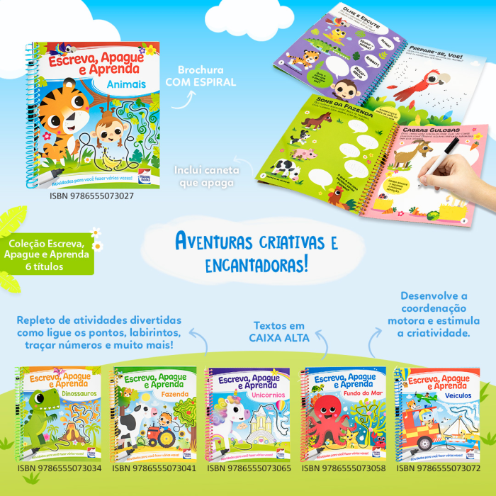 Escreva, Apague e Aprenda: Animais da Curious Universe UK - Happy Books