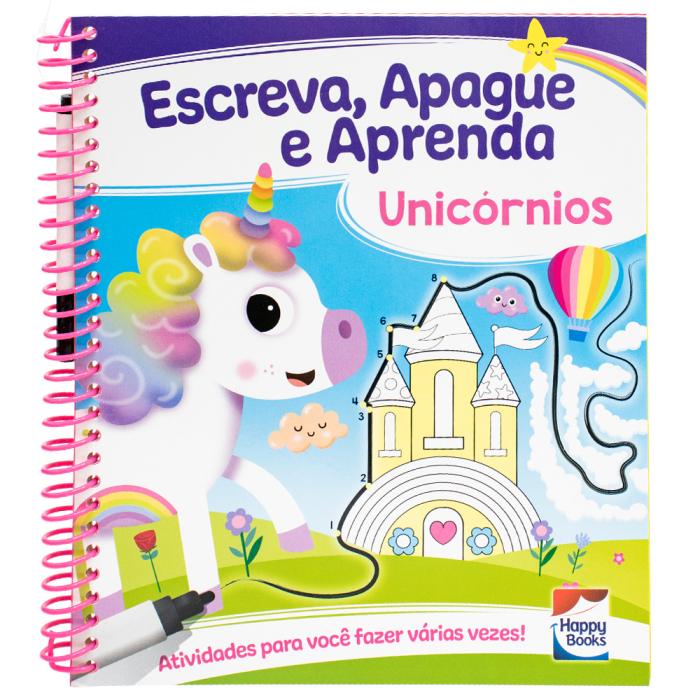 Escreva, Apague e Aprenda: Unicórnios da Curious Universe UK - Happy Books
