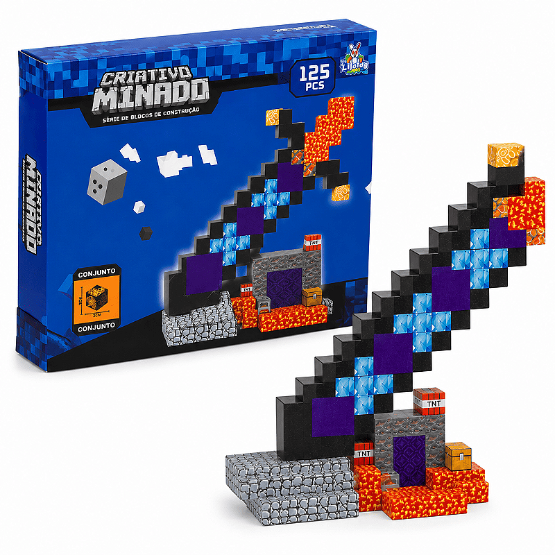 Blocos de Montar Minado Espada Pixel 125 Peças