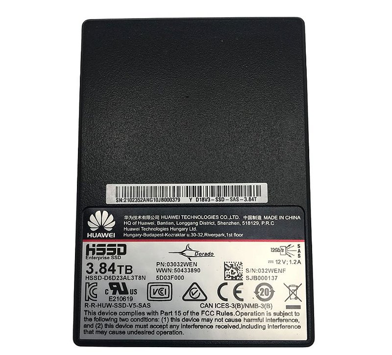 SSD Huawei Enterprise 3.84 Tera Sas 12 Gbps - ShockTI - Comércio