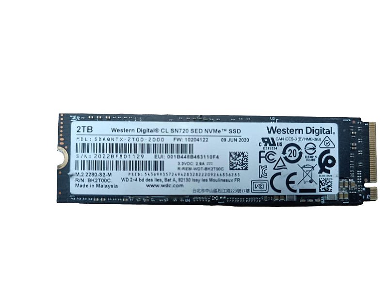 SSD 2 Tera, Wd Black Sn720 Nvme M.2 2280 - SKU 25599 - ShockTI